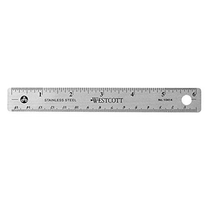 Westcott Stainless Steel Office Ruler with Non Slip Cork Base, 6-Inch (10414) - WoodArtSupply