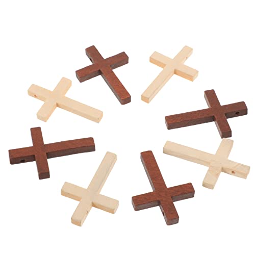 STOBOK 20pcs Cross Diy Pendant Jewelry Cross Charm Jesus Cross Figurine Wood Cross Embellishment Unfinished Wood Cross Unfinished Wood Charms STOBOK