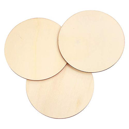 Newbested 72 PCS 4 Inch Unfinished Wood Circles Pieces,Natural Blank Wood Round Slices Cutouts for Christmas,Pyrography,Painting,Staining,DIY Crafts and Home Decorations(10cm in Diameter)