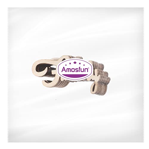 Amosfun 2x1.1'' Wedding Wooden Cutouts Mini Family Wooden Slices Embellishments for DIY Craft Decorations 15pcs Amosfun