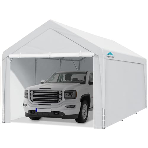 ADVANCE OUTDOOR 12x20 ft Heavy Duty Carport with Sidewalls and Doors, Adjustable Height from 9.5 ft to 11 ft, Car Canopy Garage Party Tent Boat