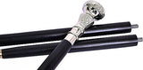 FYNJREX brass walking cane vintage wooden walking stick for women and men black shaft silver brass handle halloween costume cane steampunk knob gift FYNJREX