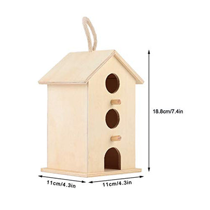 Unfinished Birdhouse, Outdoor Wooden Bird Nests, Hanging Bird Nests, House Breeding Resting Box for Parrots, Outdoors Garden Ornament