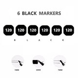 6pcs Black Alcohol Markers Set, Dual Tips Art Markers Drawing Sketched Double Tipped Markers for Beginner Adults Kids(Black) Arhomet