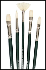 Winsor & Newton Winton Long Handle Brush (5 Pack) (Round 6, Filbert 6, Flat 6, Bright 8, Fan 3) Winsor & Newton