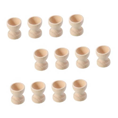 Zerodeko 12pcs Hand Painted Egg Tray Easter Egg Cup Unfinished Egg Cup Easter Egg Holders Montessori Egg Cup Toy Egg Holder for Boiled Eggs Egg Zerodeko