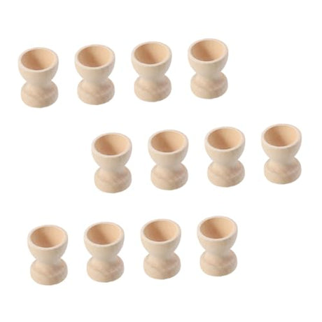 Zerodeko 12pcs Hand Painted Egg Tray Easter Egg Cup Unfinished Egg Cup Easter Egg Holders Montessori Egg Cup Toy Egg Holder for Boiled Eggs Egg Zerodeko