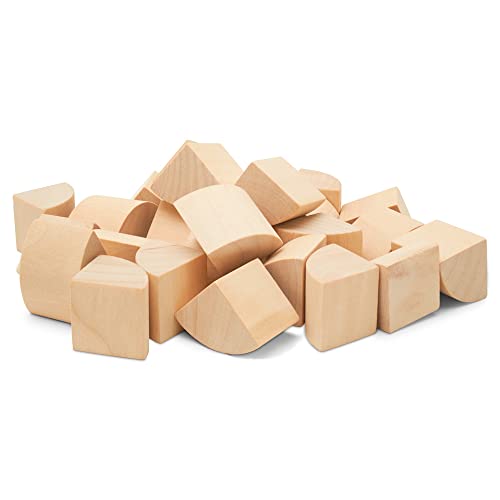 Quarter Circle Wooden Building Blocks Set 1-inch, Pack of 25 Unfinished Wooden Blocks for Crafts & Loose-Parts Play, by Woodpeckers Woodpeckers