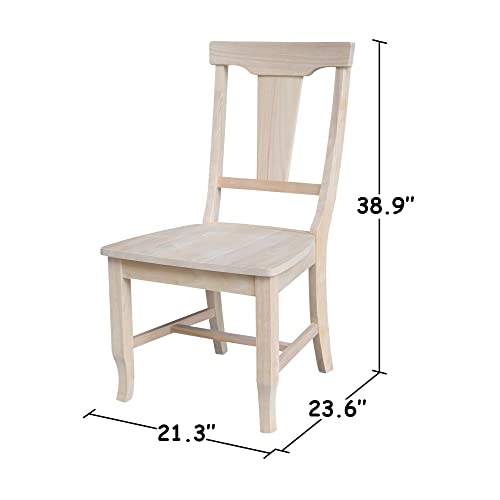 IC International Concepts Panel Back Chair, Unfinished - WoodArtSupply