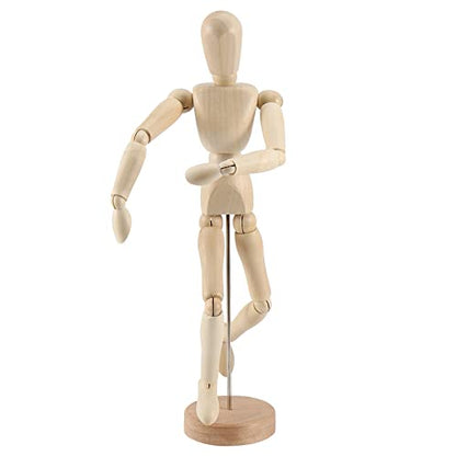 JOIKIT 4 Pack 12 Inch Wooden Artists Model, Wooden Art Mannequin Articulated Mannequin with Stand and Posable Body, Movable Wooden Manikin for