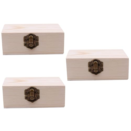 VOSAREA 3pcs Box wooden box book shelf decor unfinished wood crates desk topper wood jewelry case retro jewelry case jewelry storage table craft VOSAREA