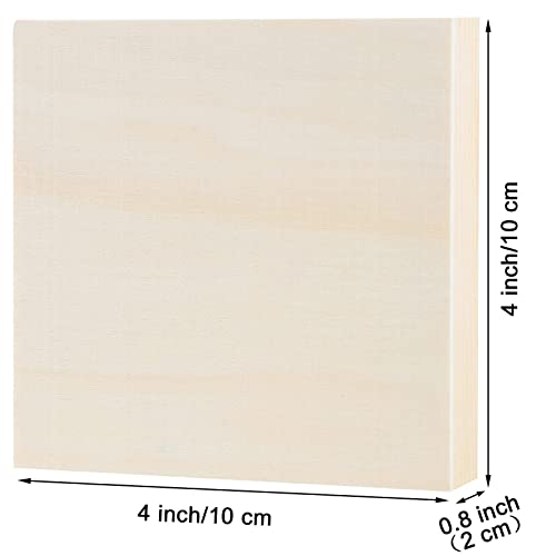 ADXCO 8 Pack Wood Panels 4 x 4 Inch Unfinished Wood Canvas Wooden Panel Boards for Painting, Pouring, Arts Use with Oils, Acrylics