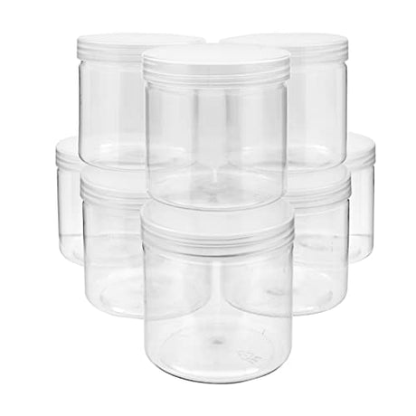 Juvale Slime Containers with Lids - 8 Pack Clear Plastic Jars for Kids DIY Crafts (12 oz) Juvale