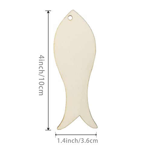 Mini Fish Hanging Wood Sea Fish Shape Unfinished Wood with Twines DIY Craft Ornament for Christmas Wedding Birthday Birthday Sea Theme Party Lamantery