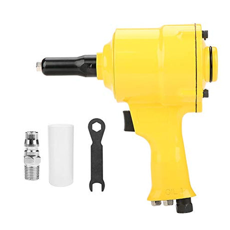 Hyuduo Air Rivet Gun, Pneumatic Riveter Pistol Type Grip Heavy Duty Rivet Gun Air Powered Riveting Tool 2.4-4.8mm Yellow for Decoration Automotive Hyuduo