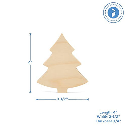 Chunky Christmas Tree 4-inch, Pack of 10 Wooden Christmas Decor, Pine Tree Shaped Cutouts for Classroom & Winter Decor, by Woodpeckers