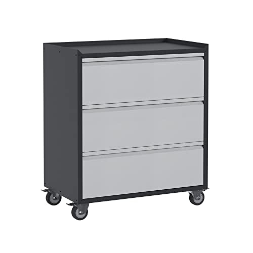 Aobabo Metal Tool Storage Cabinets with Wheels,3 Drawers Rolling Tools Chest Cabinet for Garage,Warehouse,Assembly Required - WoodArtSupply