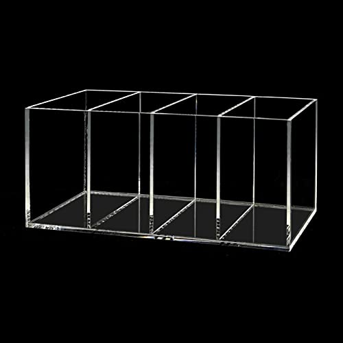 Acrylic Pen Holder 4 Compartments Clear Pencil Holder Organizer Makeup Brush Holder - WoodArtSupply