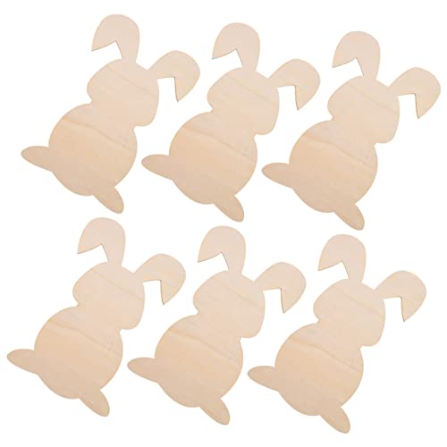 Kisangel 12 pcs Rabbit Shaped Wood Chips Unfinished Wood Bunny Easter Bunny Unfinished Wood Crafts Bunny Unfinished Wood Slices Decor Bunny Hanging Kisangel