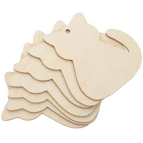 STOBOK 40pcs Wooden Cat Cutouts Unfinished Cat Shaped Cutouts Blank Embellishments Little Kitten Unfinished Gift Tags for DIY Crafts STOBOK