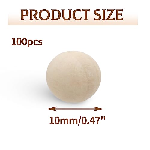 Uenhoy 100 Pcs Wooden Round Ball 1/2" (12mm) Unfinished Natural Wood Balls Wooden Spheres for Crafts and DIY Projects Uenhoy