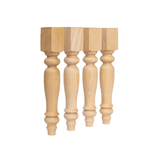 decorluxes Unfinished Farmhouse Bench Legs Dining Table, Coffee Table Rustic Turned Style Leg - Set of 4 - Dimensions: 2.16" x 14"- Easy to Paint (14 decorluxes
