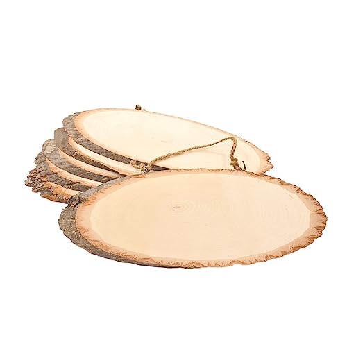 6 Pack 13 Inch Oval Wood Slice Basswood Plaque Hanging Signs for Burning Painting Crafts