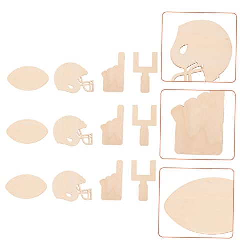 TEHAUX 40pcs Signboard Wood Piece Soccer Ornaments Football Wood Slice Unfinished Wood Helmet Blank Ornaments Sports Accessories Rugby Signage Making TEHAUX