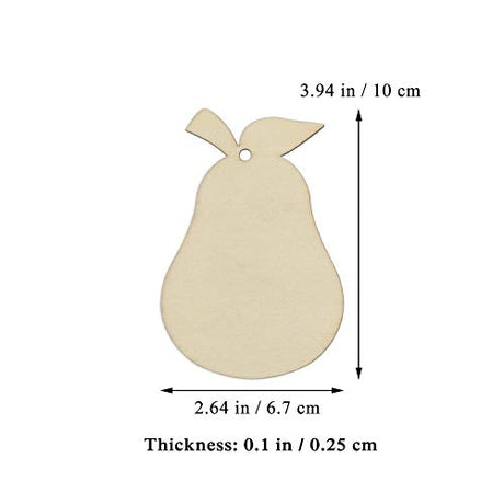 JANOU 20pcs Pear Shape Unfinished Wood Cutouts DIY Crafts Blank Hanging Gift Tags Ornaments with Ropes for Summer Fruit Theme Party Decoration, JANOU