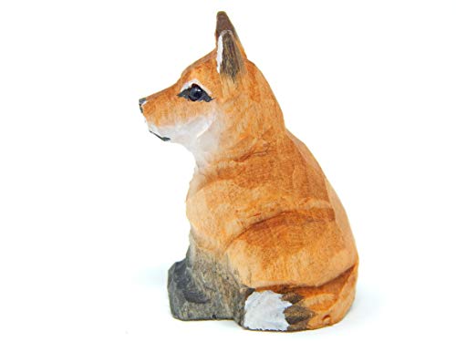 Selsela Red Fox Wood Ornament Hanging Figurine Handmade Carved Decoration Selsela