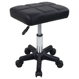 FURWOO Rectangle Rolling Stool with Wheels Height Adjustable Swivel Stool Chair for Spa Salon Massage Black FURWOO