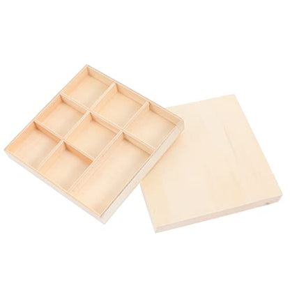 EXCEART 2pcs Wood Tray Box for Craft Compartments Wooden Divided Boxes Succulents Flower Pot Desktop Storage Box Holder Display Tray for Jewelry - WoodArtSupply