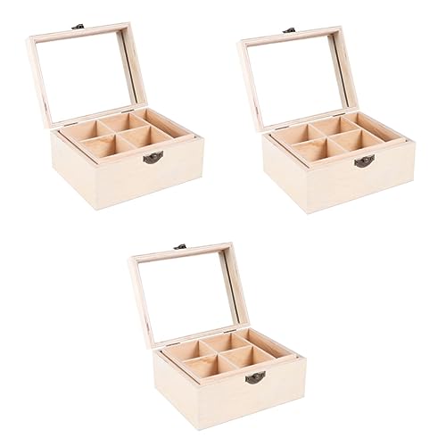 LIFKOME 3 pcs wooden jewelry box handmade jewelry box hand jewelry wood crafts unfinished wood treasure chest unfinished drawer case Wooden Dresser