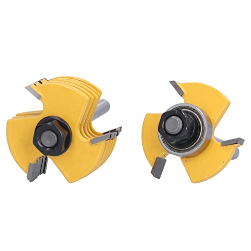 Domino Joiner, Slot Cutter Router Bit 3 Wing Adjustable 2Pcs for Particle Board for Solid Wood for Plywood for Medium Density Fiberboard Shanrya