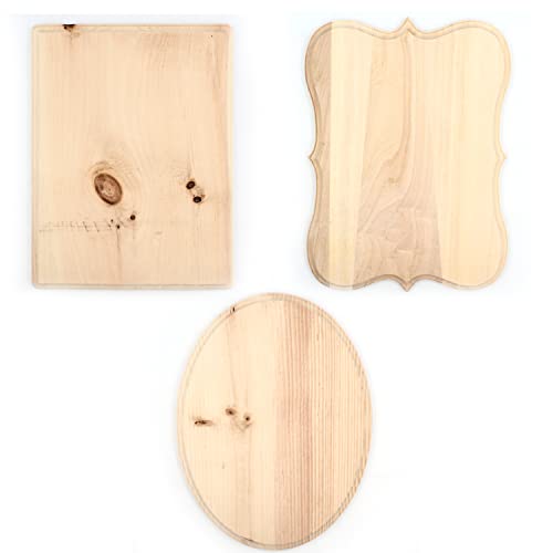 ArtSkills Wood Plaques for Crafts, Unfinished Assorted Wooden Shapes for Wood Burning, Staining, Painting, Create Custom Wooden Signs, 9" x 12", 3ct ArtSkills