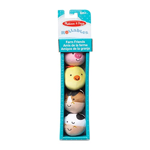 Melissa & Doug Rollables Farm Friends Infant and Toddler Toy (4 Pieces), 4 soft, round animal toys Melissa & Doug