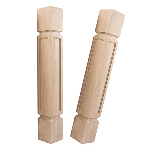 La Vane 35 1/2-inch H 5-inch W 5-inch D Cabinet Columns, Set of 2 Unfinished Square Rubber Wood Replacement Countertop Legs for Large Dining Table & - WoodArtSupply