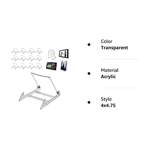 KINGDOM SOLUTIONS KS- 12 Pack Sturdy & Versatile Adjustable Plate Stand 4" x 4.75" - Made in USA Acrylic Easels to Display Plates, Frames, Photos, KINGDOM SOLUTIONS