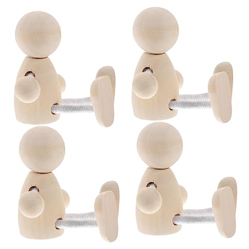 Tofficu 8 Pcs Wooden Figures Unfinished Peg People Wooden Jointed Figure Unfinished Wooden Figurines Wooden Peg People Wood Human Figure Model DIY Tofficu