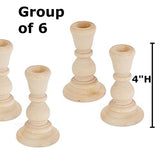 Unfinished Natural Wood Candle Sticks by Factory Direct Craft - Set of 6 Wooden Candle Holders for DIY Crafts and Decorating Made in USA (Sizes 4"H) Factory Direct Craft