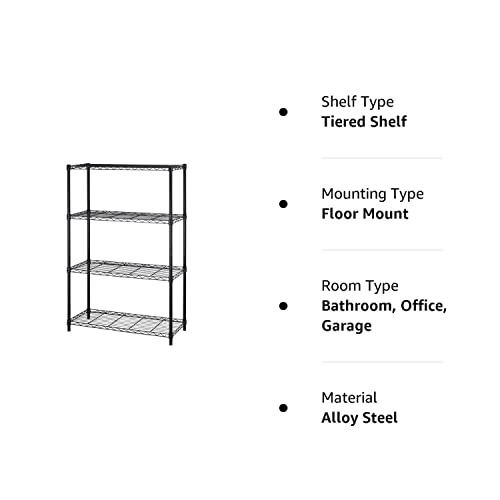 4 Tier Shelving Unit NSF Wire Shelf Metal Large Storage Shelves Heavy Duty Height Adjustable Commercial Grade Steel Utility Layer Shelf Rack BestOffice