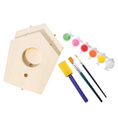 MindWare Make Your Own Birdhouse Kit - Wood Art Kit for Kids - Includes Pre-Cut Wood Pieces and Art Supplies to Assemble and Paint Your Own Bird MindWare