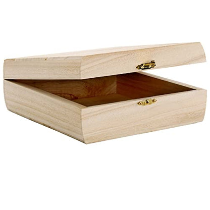 7.25" Unfinished Curved Sides Wooden Box by Make Market - Ready-to-Decorate Wood Box for Trinkets, Coins, Jewlery, Valuables - Bulk 8 Pack