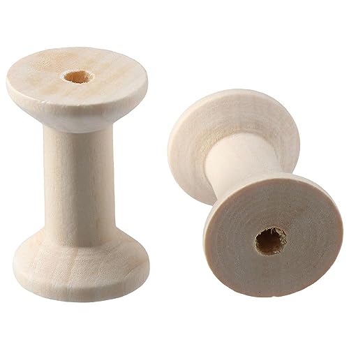 Uniquer 20Pcs Wooden Empty Thread Spools,Splinter- Free Unfinished Wood Spools Natural Wire Weaving Bobbins for Embroidery and Sewing Machines - WoodArtSupply