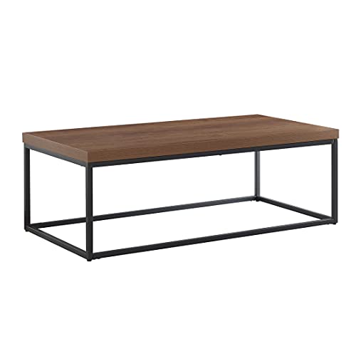 CENSI Dark Walnut Coffee Table for Living Room, 47" Modern Industrial Rectangular Wood and Metal Coffee Table with Extra Thick Tabletop (Walnut) CENSI