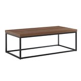 CENSI Dark Walnut Coffee Table for Living Room, 47" Modern Industrial Rectangular Wood and Metal Coffee Table with Extra Thick Tabletop (Walnut) CENSI