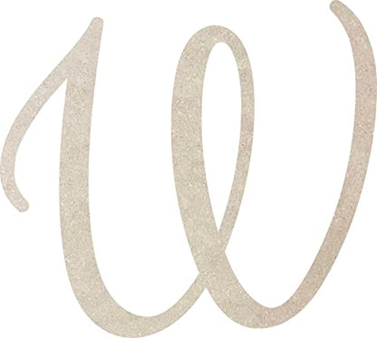 Wooden 10 Inch Letters Cursive W Craft Blank, Unfinished Wood Script Letter for Monogramming, Paintable Love Air Font