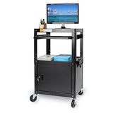 Metateel Steel Large AV Cart with Extra Storage - Adjustable Height Cart with Locking Cabinet, Pullout Tray, Power Strip, and Cord Management - Holds Metateel