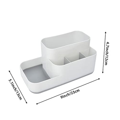 LETURE Desktop Storage Organizer, Pen Pencil Card Holder Box Container for Desk, Office Supplies, Vanity Table (White) - WoodArtSupply