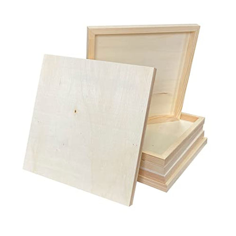 Wood Art Panels 12x12 Unfinished Wooden Canvas Panels 6-Pack Wood Frame for Oil Pouring Acrylics Painting Crafts Cregugua